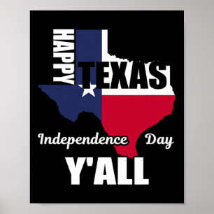 Póster Feliz Día de la Independencia de Texas, Usa Cowboy