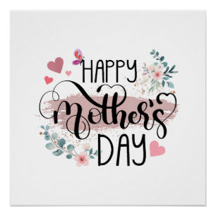 Póster Feliz Día de la Madre 2025 Floral Lindo para Mujer