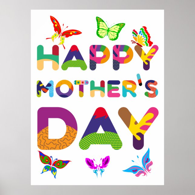 Póster Feliz Día de la Madre colorido (Frente)