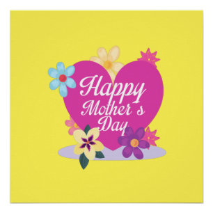 Póster Feliz Día De La Madre Con Amor Y Flores Coloridas