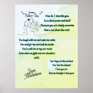 Póster Feliz Día de la Madre con un poema original