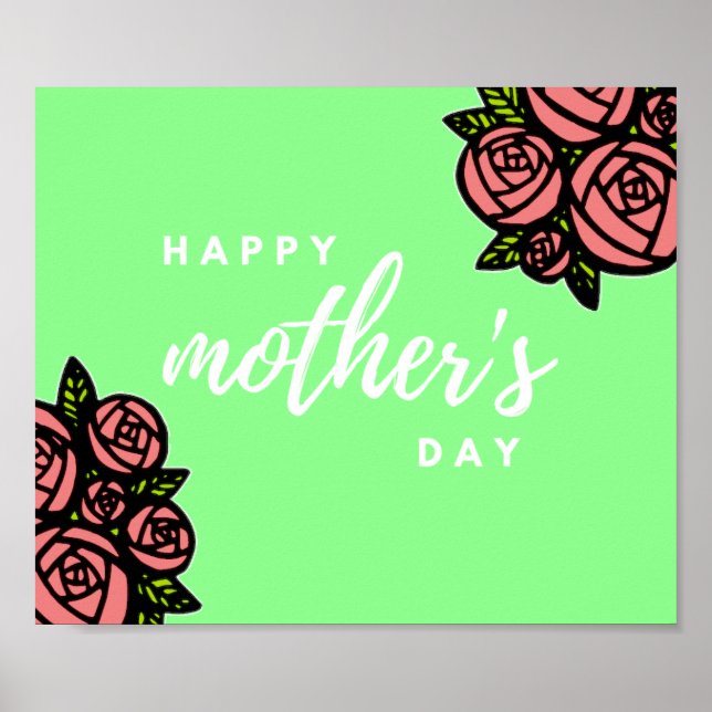 Póster Feliz día de la madre en verde (Frente)