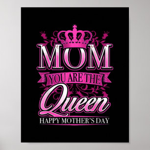 Póster Feliz Día De La Madre Mamá Eres La Reina Rosa