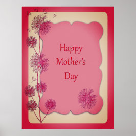 Póster Feliz Día de la Madre Recorte rosa y semillas de c