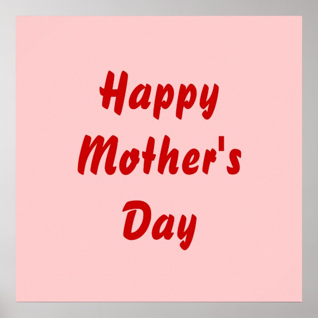 Póster Feliz Día de la Madre. Rojo y Rosa. Personalizado (Frente)