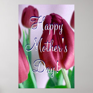 Póster Feliz Día de la Madre Rosey Tulips