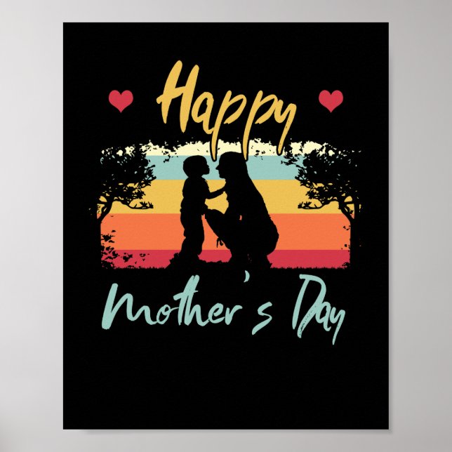 Póster Feliz Día de la Madre, tema de madre e hijo (Frente)