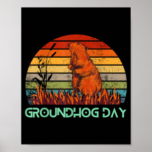 Póster Feliz Día de la Marmota 2023 Disfraz de Amantes Di