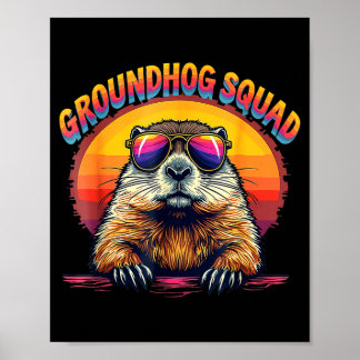 Póster Feliz Día de la Marmota 2025 Divertido Equipo de l