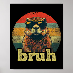 Póster Feliz Día de la Marmota Bruh Meme Marmota Adolesce
