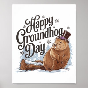 Póster Feliz Día de la Marmota Disfraz de Marmota Animal