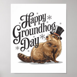 Póster Feliz Día de la Marmota Disfraz de Marmota Animal