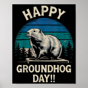 Póster Feliz Día de la Marmota Traje de Hombre Animal de