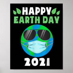 Póster Feliz Día de la Tierra 2021 Divertidos niños con m