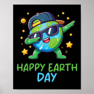 Póster Feliz Día de la Tierra 2024 Divertido niño pequeño