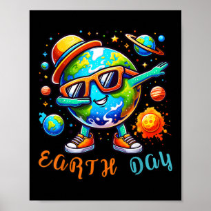 Póster Feliz Día de la Tierra 2024 Divertido niño pequeño