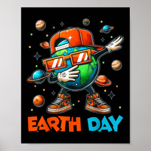 Póster Feliz Día de la Tierra 2025 Divertido niño pequeño