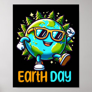 Póster Feliz Día de la Tierra 2025 Divertido niño pequeño