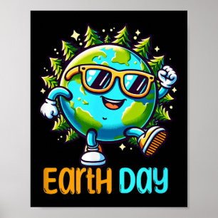 Póster Feliz Día de la Tierra 2025 Divertido niño pequeño