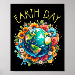 Póster Feliz Día de la Tierra Camisa Cuta Tierra con Tier