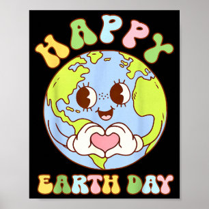 Póster Feliz día de la tierra corazón día de la tierra ni