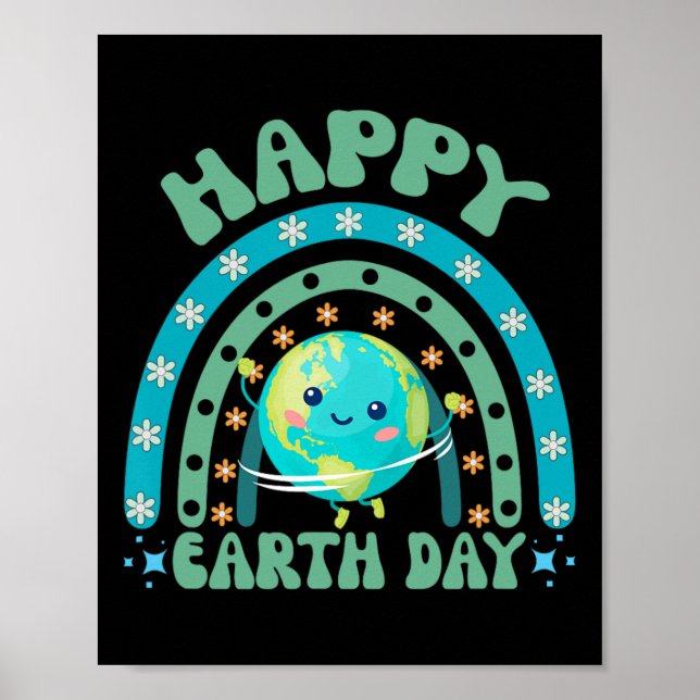 Póster Feliz Día de la Tierra Día del Arcoiris Gracioso D (Frente)