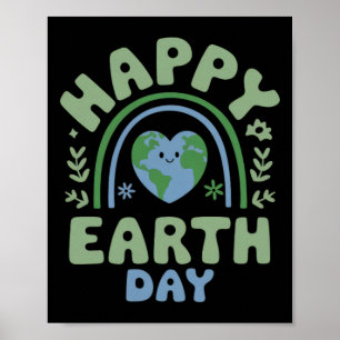 Póster Feliz Día de la Tierra - El arcoiris lindo Día de