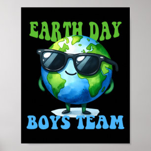 Póster Feliz Día de la Tierra Niños Equipo Niño Niño Niño