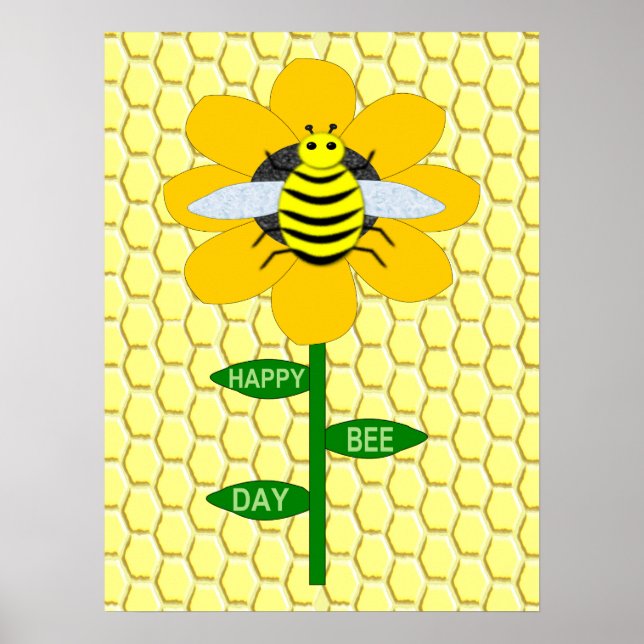 Póster Feliz Día de las Abejas Cumpleaños Bumblebee (Frente)