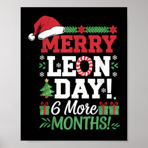 Póster Feliz Día de León Noel al revés Funny Navidades Co