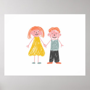 Póster Feliz día de los niños Manos pequeñas, grandes sue