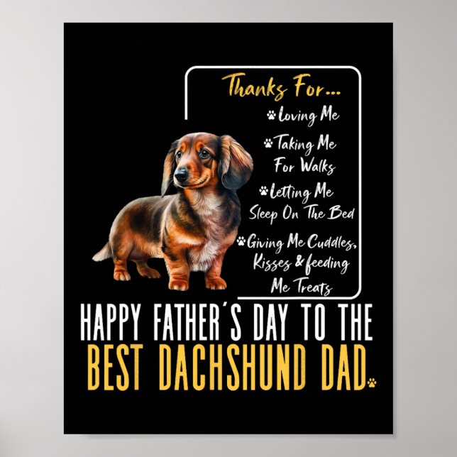 Póster Feliz Día De Los Padres Al Mejor Papá Dachshund -  (Frente)