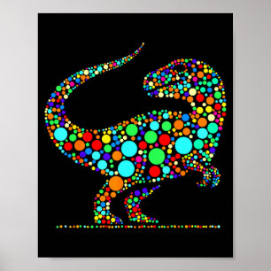 Póster Feliz Día de los Puntos Colorido Dinosaurio de Lun