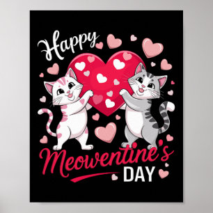 Póster Feliz Día de Meowentines Divertido Gato Lindo Aman