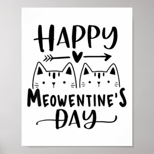 Póster Feliz Día de Meowentines Funny Día de San Valentín