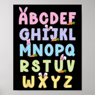 Póster Feliz Día De Pascua Alphabet Abcs Elemeno Para Mae