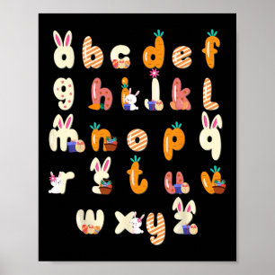 Póster Feliz Día De Pascua Alphabet Abcs Elemeno Para Mae
