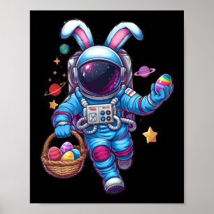 Póster Feliz Día de Pascua Bunny Egg Astronauta Space Boy
