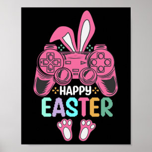 Póster Feliz Día de Pascua Bunny Egg Fun Boys Chicas Niño