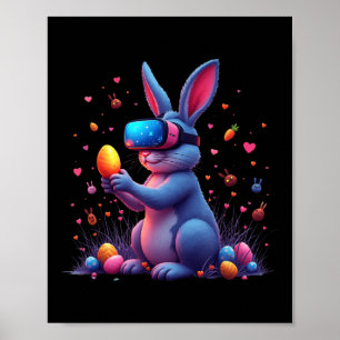 Póster Feliz Día De Pascua Bunny Egy Video Game Funny Vr 