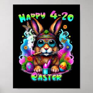 Póster Feliz Día de Pascua Bunny Smoed Weed Funny