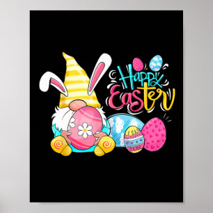 Póster Feliz Día de Pascua Bunny Spring Gnome Huevo de Pa