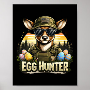 Póster Feliz día de Pascua Camuflaje Divertido Cazadores