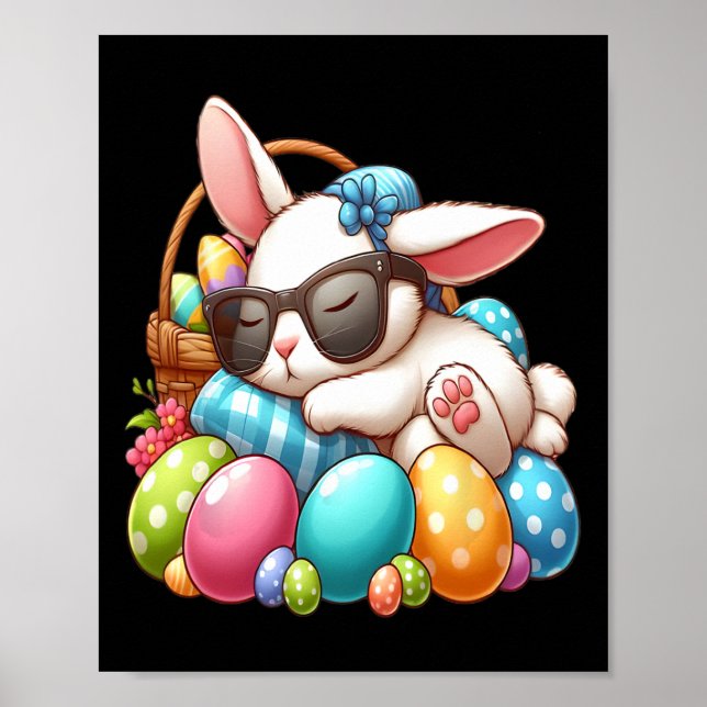 Póster Feliz Día de Pascua del Conejo Conejo Conejo Conej (Frente)
