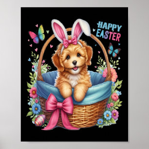 Póster Feliz Día de Pascua Dorado Doodle Perros Amantes P