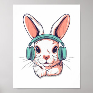 Póster Feliz Día de Pascua Egg Bunny diverny Gamer Niños