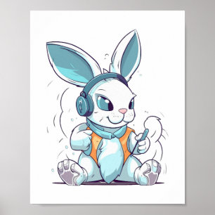 Póster Feliz Día de Pascua Egg Bunny diverny Gamer Niños