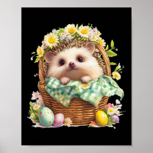 Póster Feliz Día De Pascua - Hedgehog Sentado Dentro De U