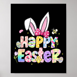 Póster Feliz día de Pascua Huevo Lindo Conejo Celebran Mu