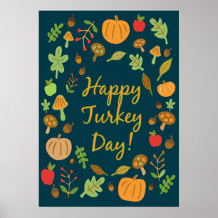 Póster ¡Feliz día de pavo!